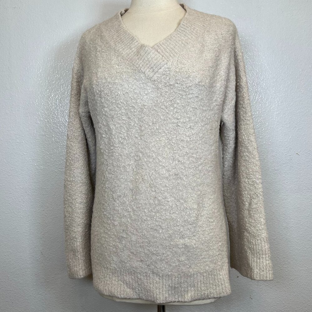 Anthropologie Clayton Beige V-Neck Chunky Merino Wool Alpaca‎ Blend Sweater Sz M